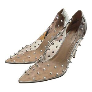 Torta Caliente Clever Clear Studded Pointed Toe Stiletto Heels Sz 9.5